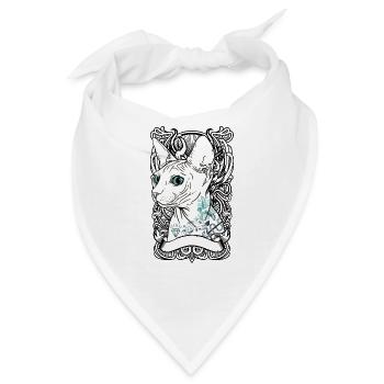 Geschenk Katze Mieze Haustier Geschenkidee - Bandana - Weiß - Vorne