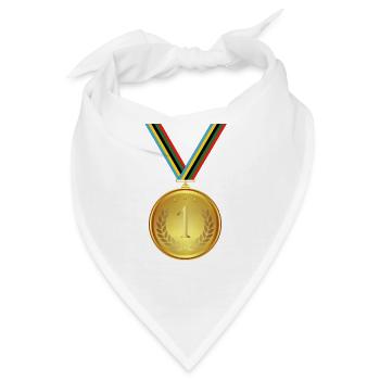 Goldmedaille, Medaille , Sieger Gewinner - Bandana - Weiß - Vorne