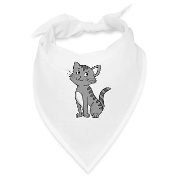 Graue Katze - Bandana - Weiß - Vorne