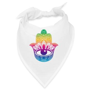 Glückssymbol Hand der Fatima Hippie-Farben - Bandana - Weiß - Vorne