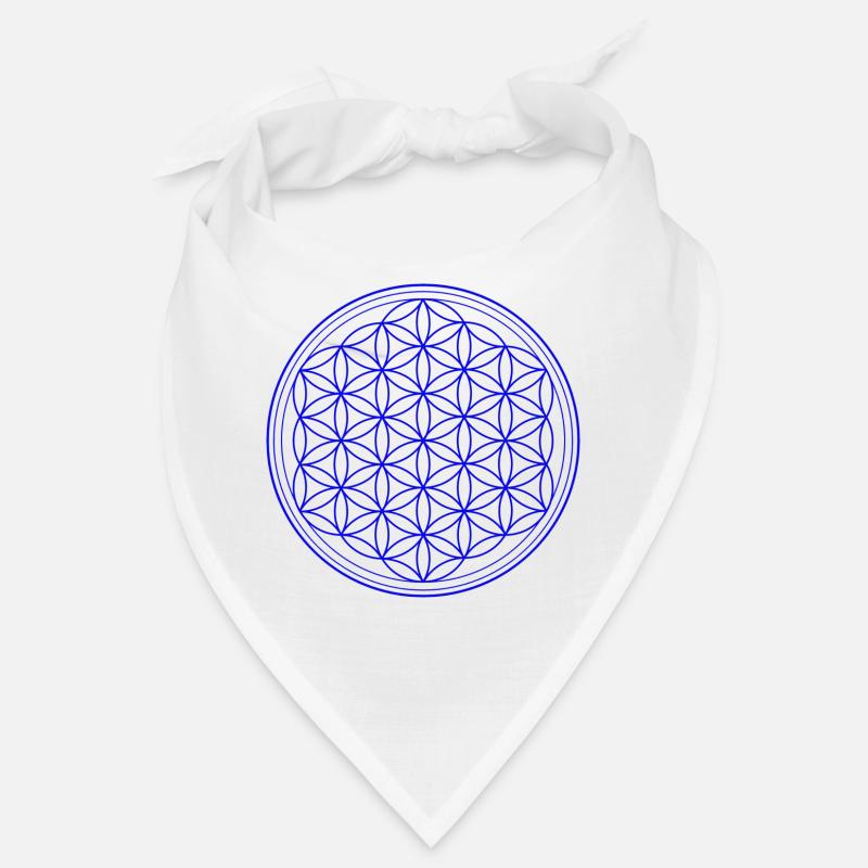Fleur de vie en bleu - Bandana - blanc