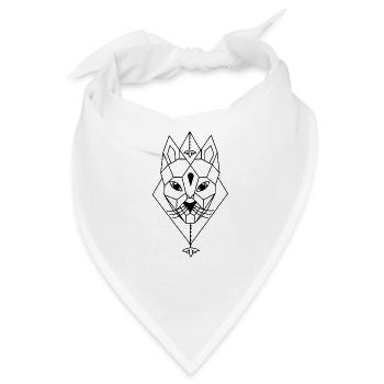 Eine Katze als Geometrie gezeichnet - Bandana - Weiß - Vorne