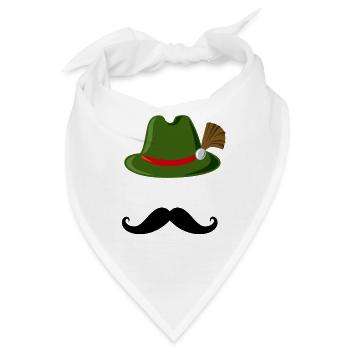 Bayrischer Gambsbarthut mit Mustache Geschenk - Bandana - Weiß - Vorne