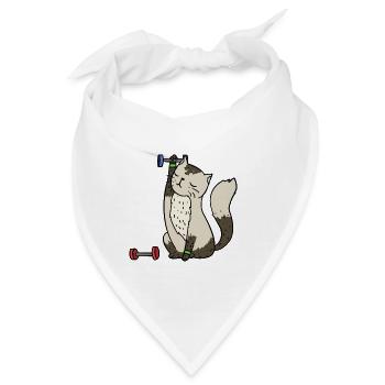 Katze beim Sport - Bandana - Weiß - Vorne