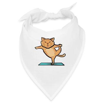 Katze beim Sport - Bandana - Weiß - Vorne