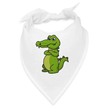 Krokodil Comic Geschenk Kroko Kind Echse Tier Nil - Bandana - Weiß - Vorne