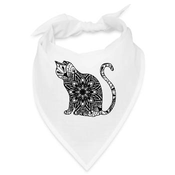 Katze Meditation Mandala Spirituell henna yoga - Bandana - Weiß - Vorne
