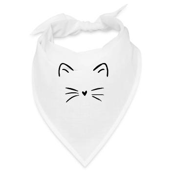 Katze Cat Kätzchen Kitten Fellnase Schnurrhaare - Bandana - Weiß - Vorne