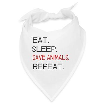 Tierschutz - Eat. Sleep. Save Animals. Repeat. - Bandana - Weiß - Vorne