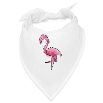 Flamingo im trendigen Wasserfarben-Look - Bandana - Weiß - Vorne