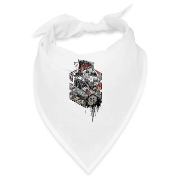 Geisha skelett knochen used look - Bandana - Weiß - Vorne