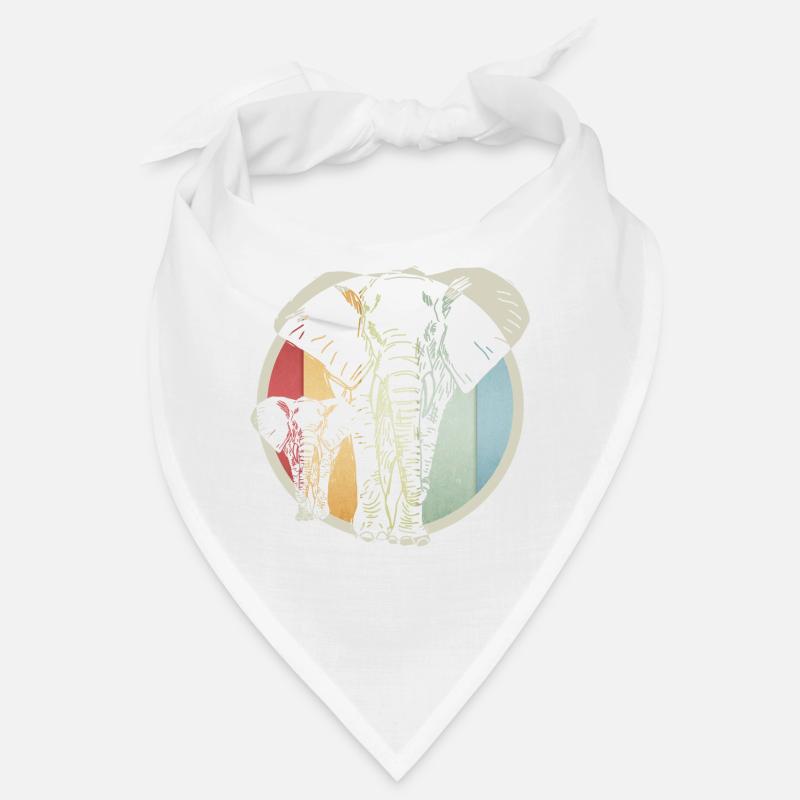 Bunter retro Elefant - Bandana - Weiß