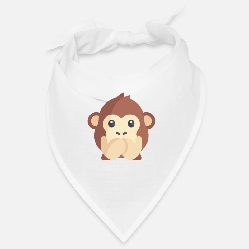 émoticône de singe mignon - Bandana - blanc