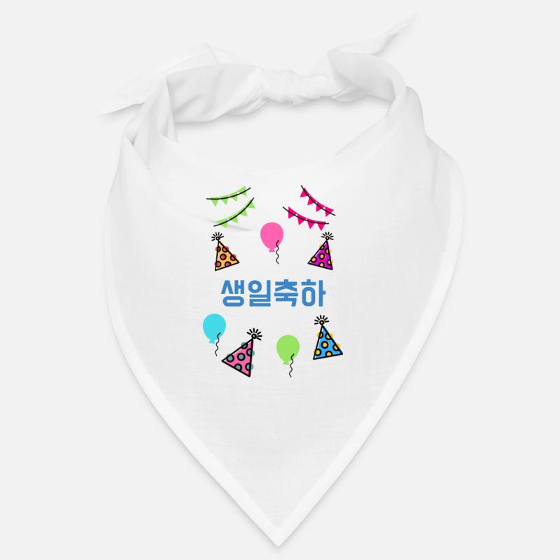 Joyeux anniversaire coréen - K-Pop - Kpop - Bandana - blanc
