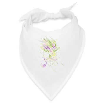 Leuchtender Graffiti-Neonschädel - Bandana - Weiß - Vorne