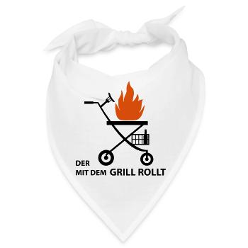 Rollator mit Grill – Geschenk für Opa - JGA - Bandana - Weiß - Vorne