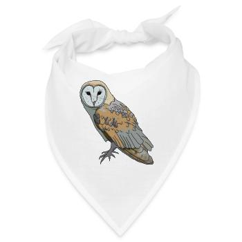 Eule - Schleiereule - Bandana - Weiß - Vorne