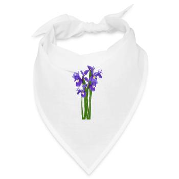 Blumen Frühling Iris Schwertlilien - Geschenkidee - Bandana - Weiß - Vorne