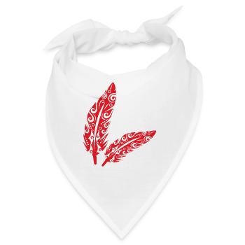 Maori Feder Federn Rot - Geschenkidee - Bandana - Weiß - Vorne