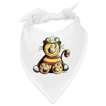 Katze im Froschkostüm - Bandana - Weiß - Vorne