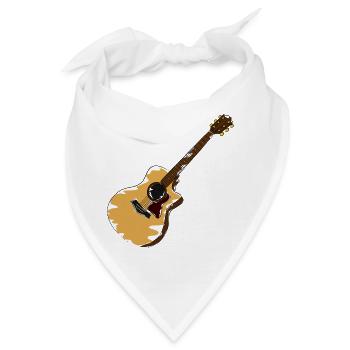 Rustikale Akustik Gitarre Illustration - Bandana - Weiß - Vorne