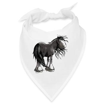 Fröhliches Shire Horse - Bandana - Weiß - Vorne