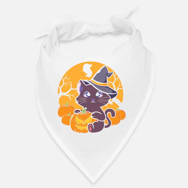 Halloween Katze Hexe - Bandana - Weiß