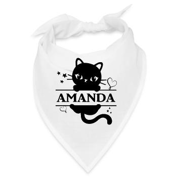 Katzen-T-Shirt Amanda T-Shirt Geschenkidee - Bandana - Weiß - Vorne
