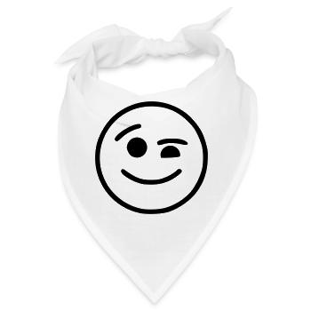 Emoji Skizze zwinkern schwarz - Bandana - Weiß - Vorne