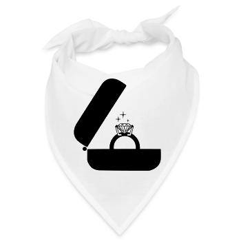 Juwelier-Ehering mit einem großen Diamanten in der Box - Bandana - Weiß - Vorne