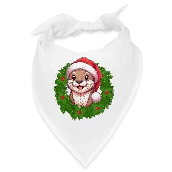 Putziger Otter Weihnachtsdesign für die Feiertage - Bandana - Weiß - Vorne