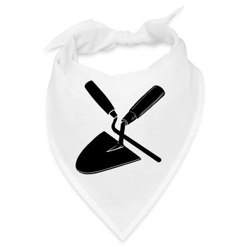 Fugennagel und Kelle, Maurerwerkzeuge - Bandana - Weiß - Vorne