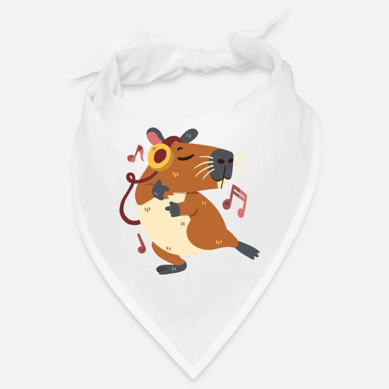 Capybara dansant et écoutant de la musique Bandana