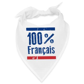 100% Französisch, Blau, Weiß, Rot - Bandana - Weiß - Vorne