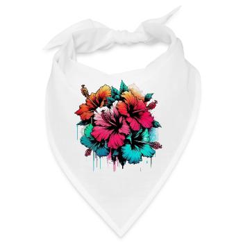 Hibiskusblüten - Bandana - Weiß - Vorne