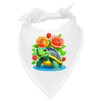 Schildkröte zwischen den Rosen - 2 - Bandana - Weiß - Vorne