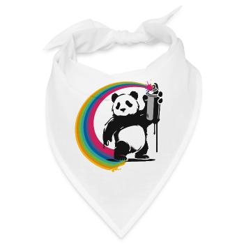 Panda im Stencil-Stil, der eine Sprühdose hält - Bandana - Weiß - Vorne