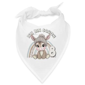8. Geburtstag Esel Regenbogen Süß Niedlich - Bandana - Weiß - Vorne
