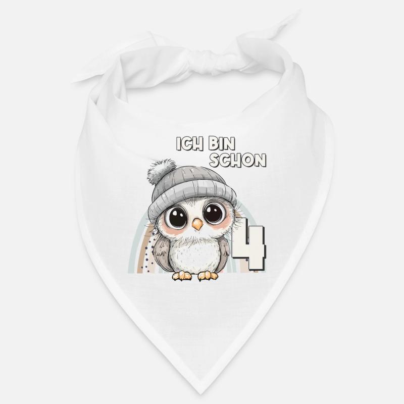 4. Geburtstag Eule Regenbogen Süß Niedlich Bandana