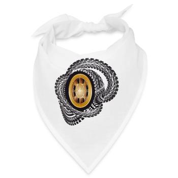 Goldene Felge mit dynamischen Reifenspuren - Bandana - Weiß - Vorne