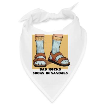 Papa rockt Socken in Sandalen - Bandana - Weiß - Vorne