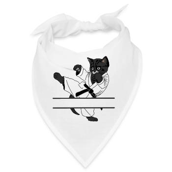 Black Cat Karate Kick - Bandana - Weiß - Vorne