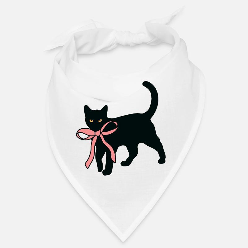 Schwarze Katze mit Fliege - Bandana - Weiß