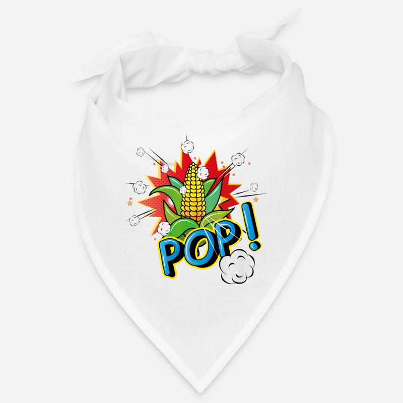Maïs en épi de style pop art avec effet pop-corn - Bandana - blanc