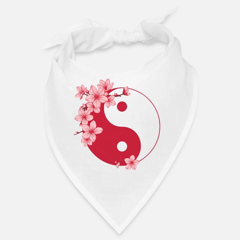 Yin-Yang avec des fleurs de cerisier dans des tons roses Bandana