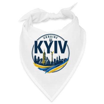 Ukrainisches Kiewer Skyline-Abzeichen - Bandana - Weiß - Vorne