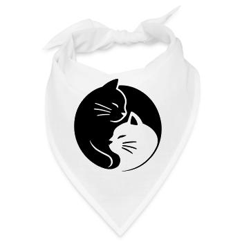 Ying Yang Cats - Bandana - Weiß - Vorne