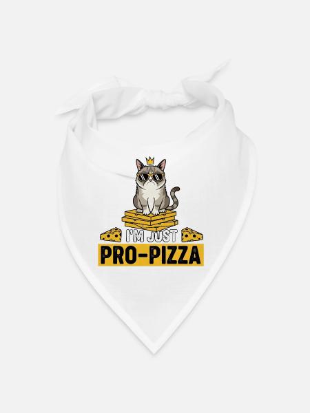 Cat pizza with sunglasses and crown - Bandana - white