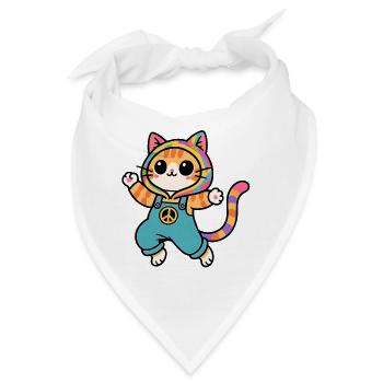 Regenbogenkatze Frieden und Liebe - Bandana - Weiß - Vorne