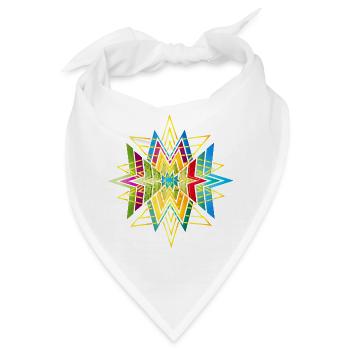 Buntes geometrisches Sternornament – Ethno Design - Bandana - Weiß - Vorne